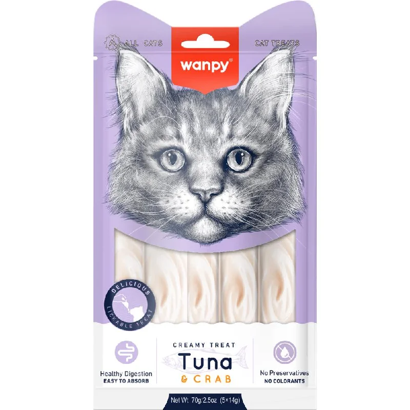 automatic motion-sensing cat toy-5 FOR $11: Wanpy Creamy Tuna & Crab Liquid Cat Treats 70g