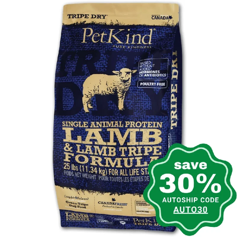 waterproof automatic pet food dispenser-PetKind - Dry Food for Dogs - Tripe Dry Single Animal Protein Lamb & Lamb Tripe Formula - 25LB