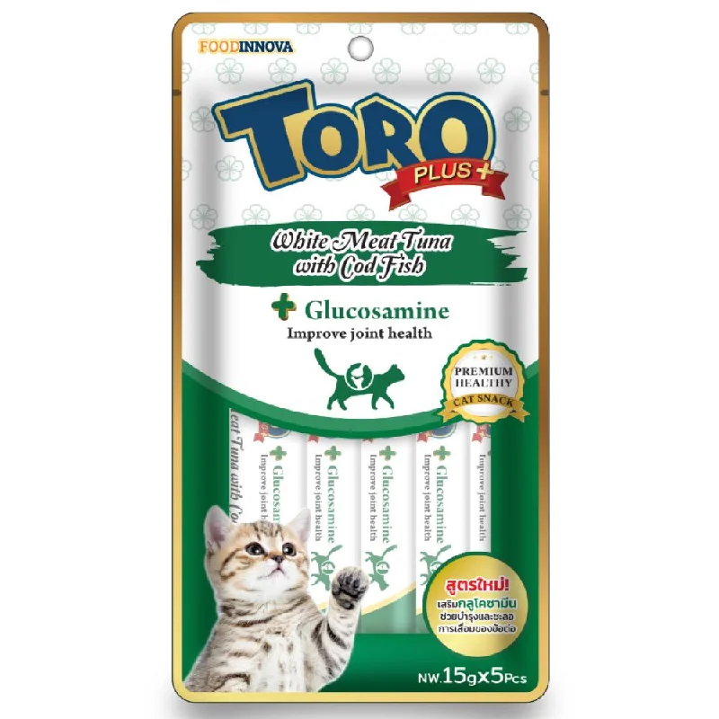 ultra-soft plush puppy blanket-Toro Plus White Meat Tuna With Cod Fish & Glucosamine Liquid Cat Treats 75g