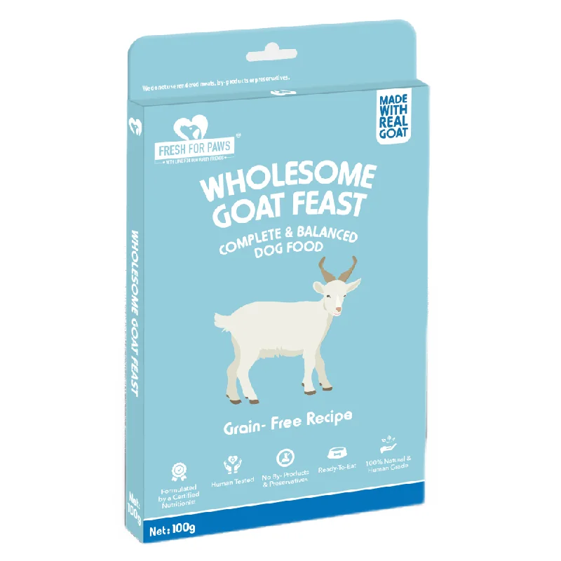 space-saving multi-level cat tower-Fresh For Paws Wholesome Goat Feast Wet Food for Cats and Dogs (100g)