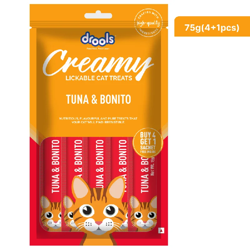 vet-approved cat ear cleaning wipes-Drools Tuna & Bunito Creamy Cat Treats