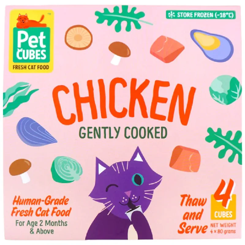 pet-safe herbal tick repellent-PetCubes Gently Cooked Chicken Frozen Cat Food 1.28kg