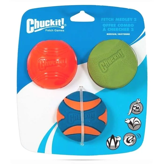 interactive smart pet camera-Chuckit Fetch Medley Balls Medium Ultra Strato Erratic Pack of 3