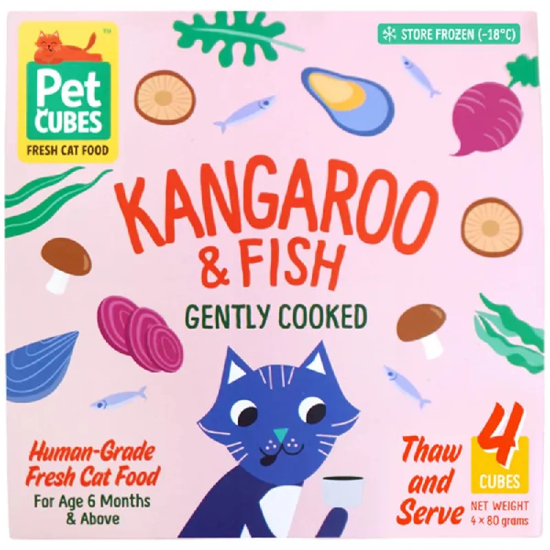 chew-proof dog toy for aggressive chewers-PetCubes Gently Cooked Kangaroo & Fish Frozen Cat Food 1.28kg