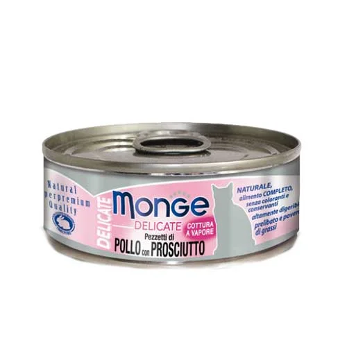 hamster-friendly soft bedding-Monge Delicate Chicken with Ham Canned Cat Food 80g