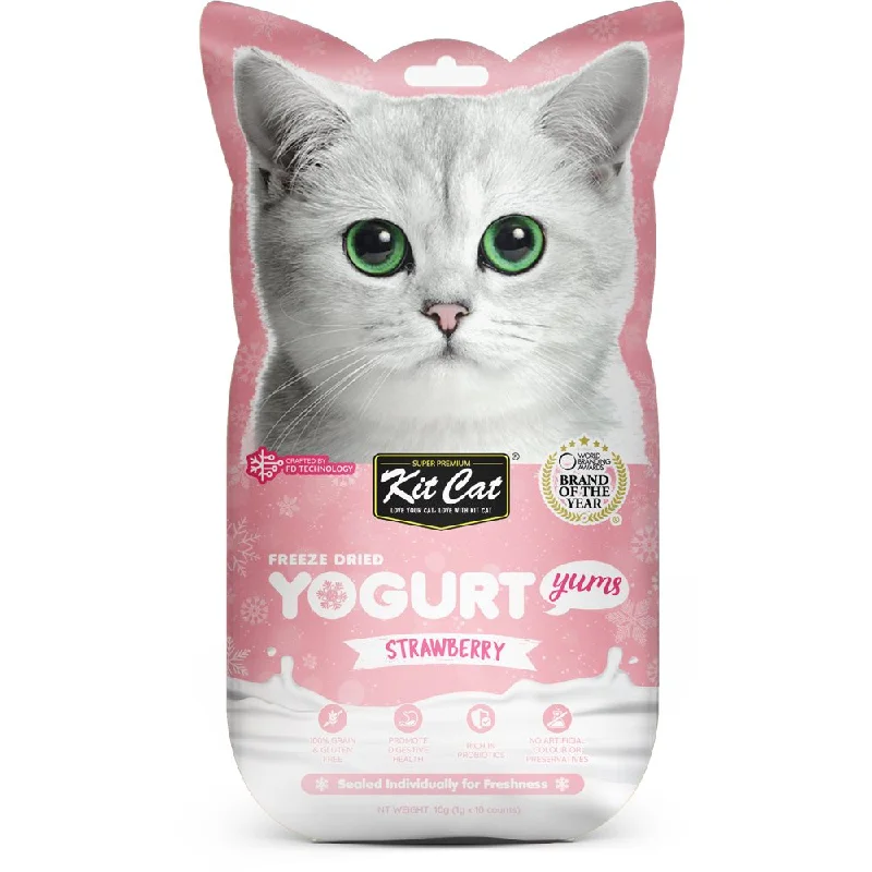 spill-proof cat food dish-4 FOR $14: Kit Cat Yogurt Yums Strawberry Grain-Free Freeze-Dried Cat Treats 10pc