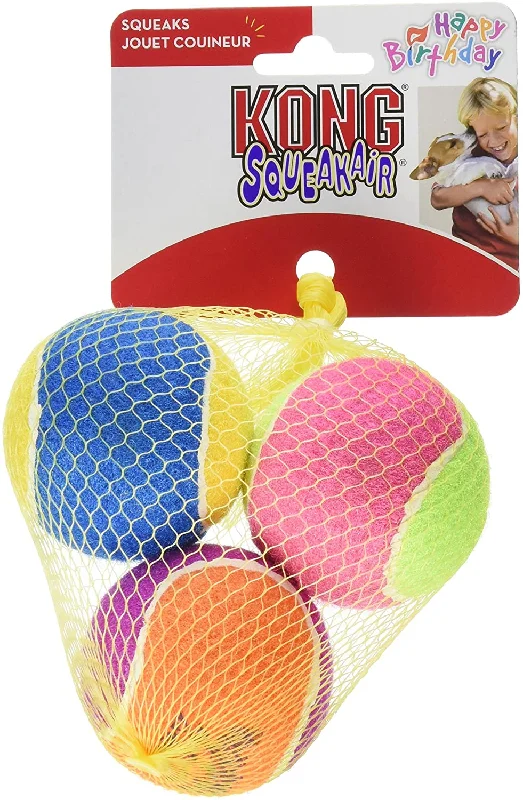 vet-recommended pet probiotics-Air Kong Squeaker Birthday Balls 3pk in Net