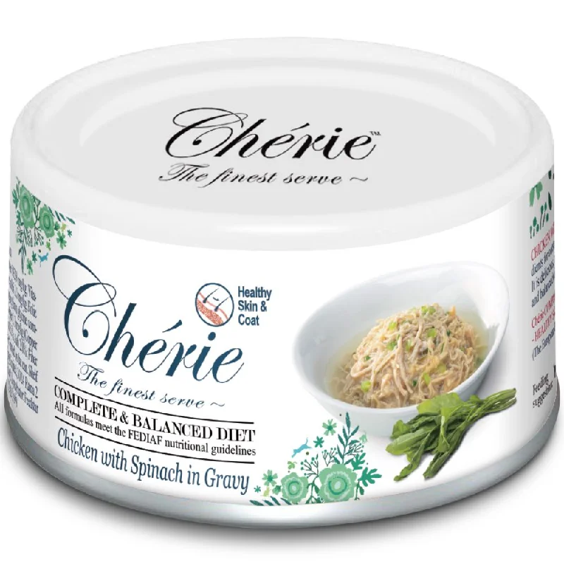 outdoor heated pet shelter-Cherie Healthy Skin & Coat Chicken With Spinach In Gravy Canned Cat Food 80g