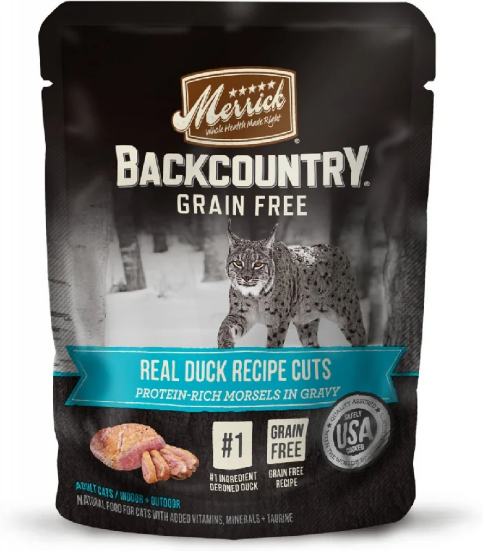 non-toxic pet grooming foam-Merrick Backcountry Grain Free Gluten Free Premium High Protein Wet Cat Food, Duck Recipe Cuts With Gravy