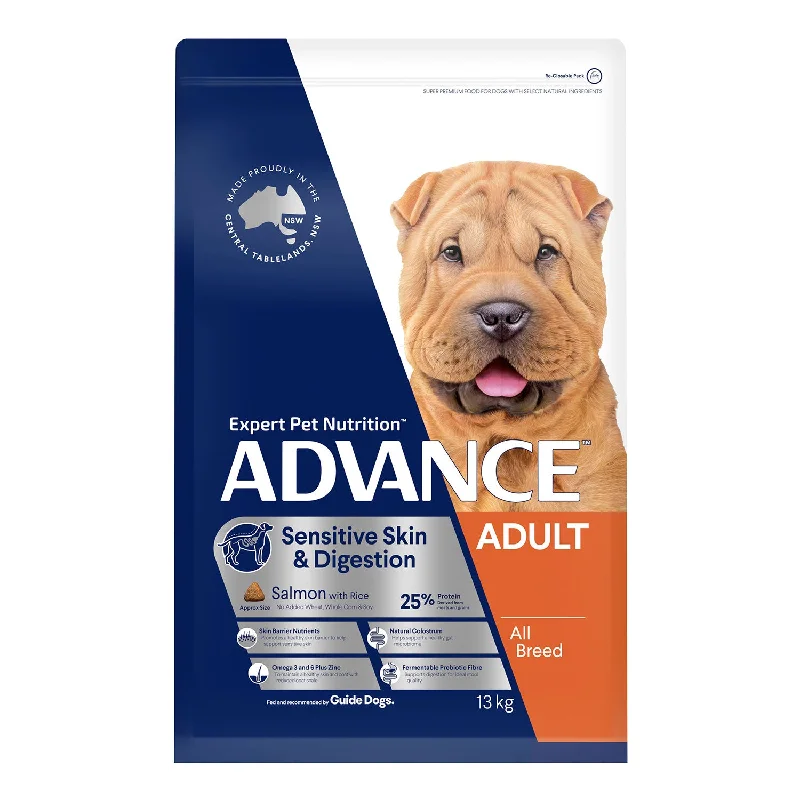 small dog orthopedic harness-Advance All Breed Sensitive Skin & Digestion Salmon & Rice Adult Dry Dog Food 13kg