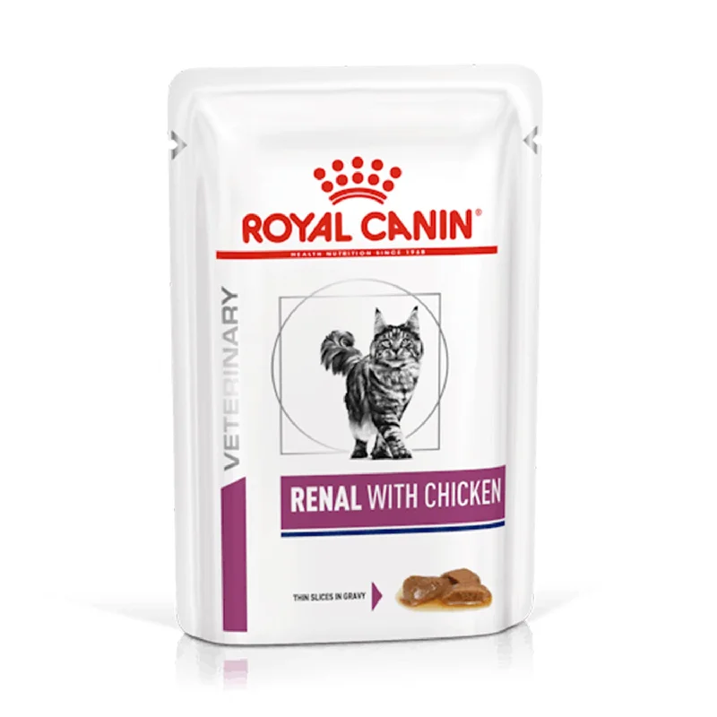 pet-safe disinfectant wipes-Royal Canin Veterinary Diet Renal with Chicken Wet Cat Food Pouches 12x85g