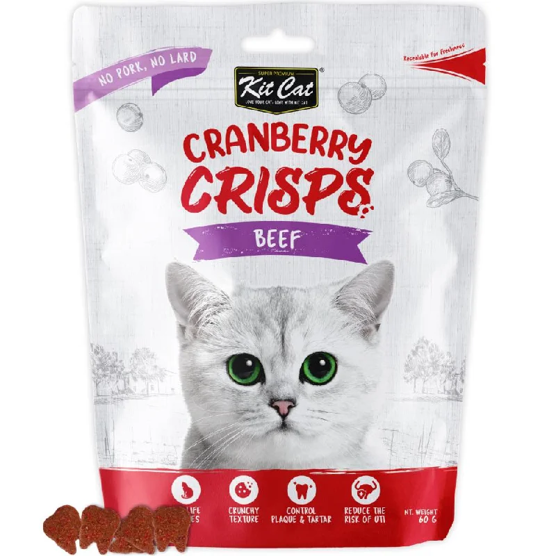 motion-activated pet water fountain-Kit Cat Cranberry Crisps Beef Cat Treats 60g