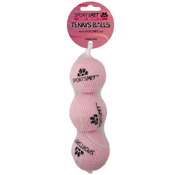 LED dog leash attachment-SPORTSPET Tennis Balls Pink Pack of 3