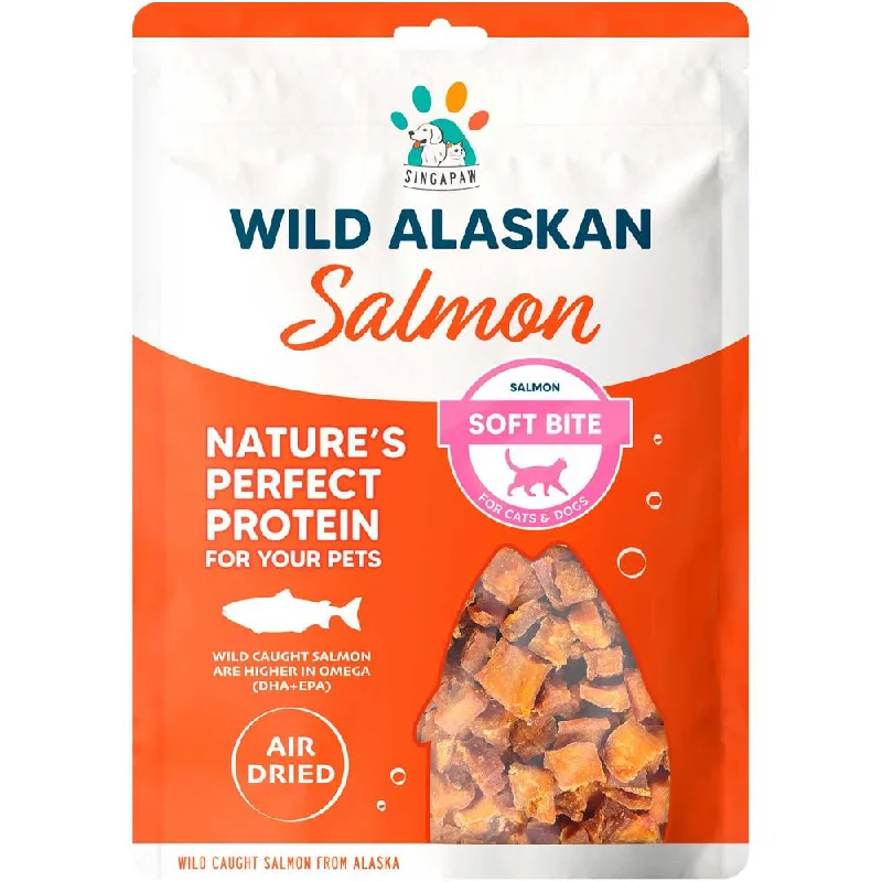 interactive cat treat puzzle-Singapaw Wild Alaskan Salmon Soft Bite Air-Dried Treats For Cats & Dogs 70g