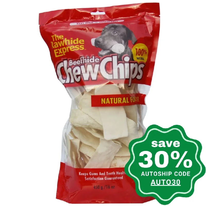 self-warming cat pad-The Rawhide Express - Chew Chips - Natural - 450G