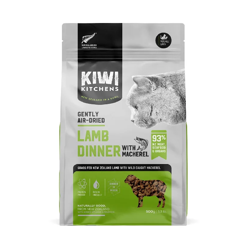 eco-friendly compostable dog poop bags-Kiwi Kitchens Air Dried Lamb Dinner with Mackerel Adult Cat Food 500g