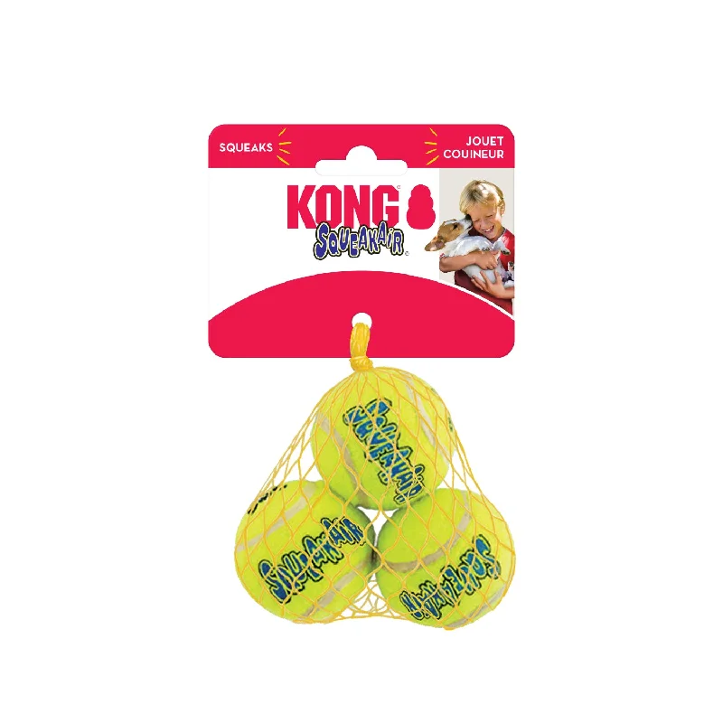 chew-proof bird swing-KONG Airdog SqueakAir Tennis Balls Small 3 Pack