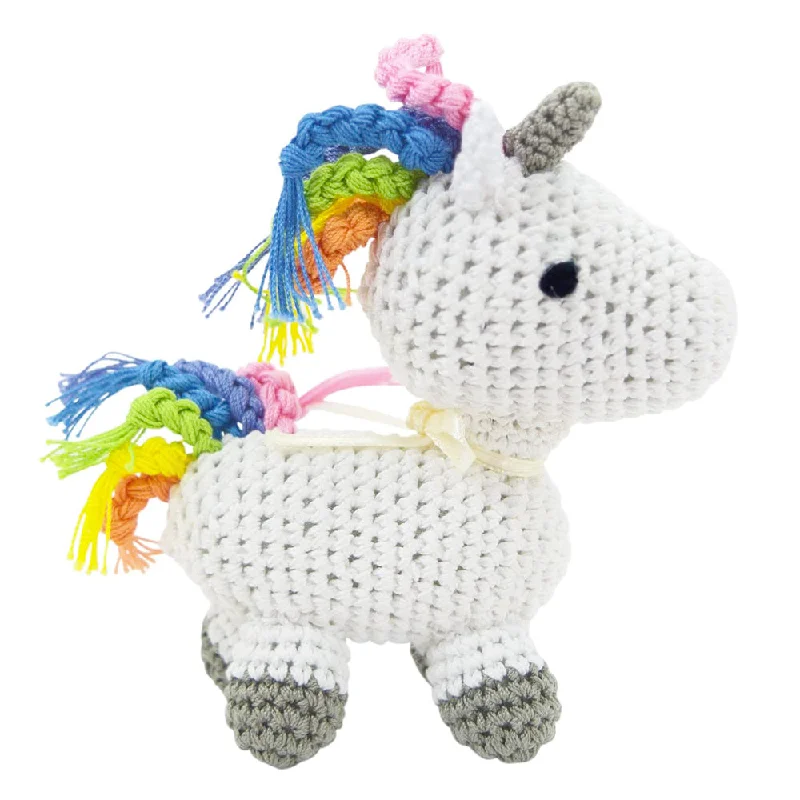 rabbit digging box-Crochet Rainbow Unicorn Dog Toy