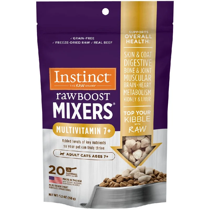 cat-friendly herbal calming diffuser-Instinct Raw Boost Mixers Multivitamin 7+ Beef Grain-Free Adult & Senior Freeze-Dried Raw Cat Food Topper 5.5oz