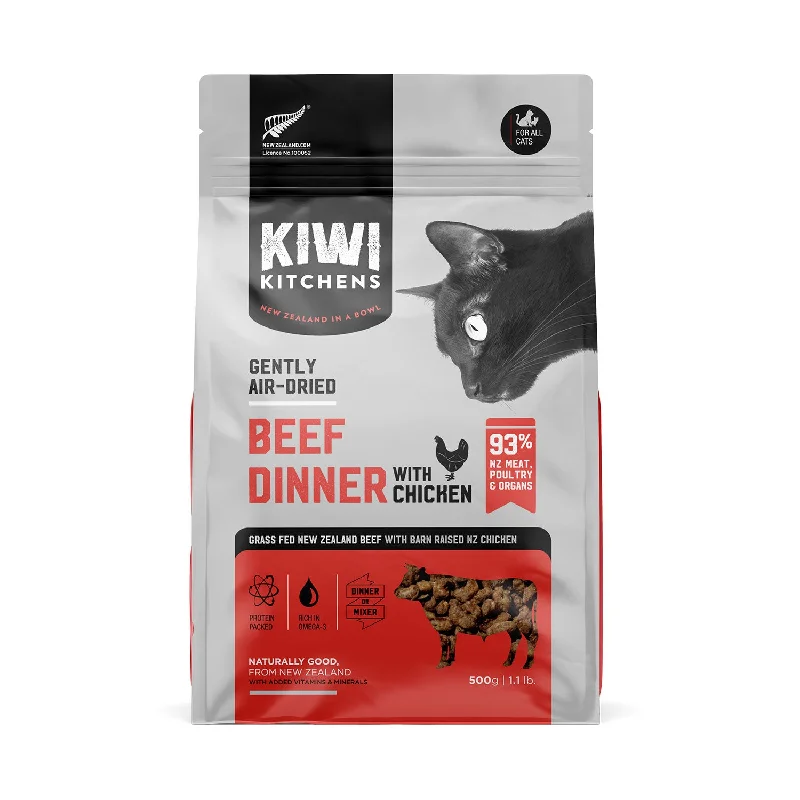 adjustable chew-proof dog harness-Kiwi Kitchens Air Dried Beef Dinner with Chicken Adult Cat Food 500g