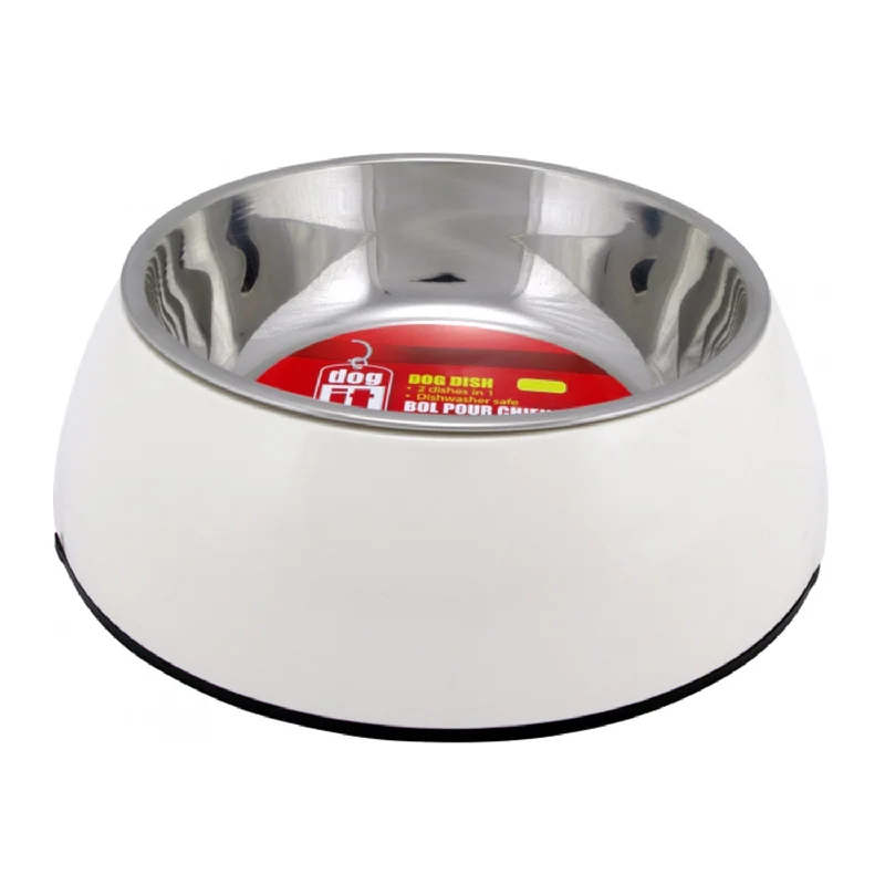 travel-friendly cat calming spray-Dogit 2 in 1 Durable Dog Bowl White