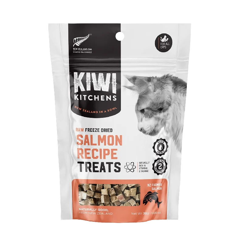 cat-friendly herbal calming diffuser-Kiwi Kitchens Raw Freeze Dried Salmon Recipe Cat Treats 30g