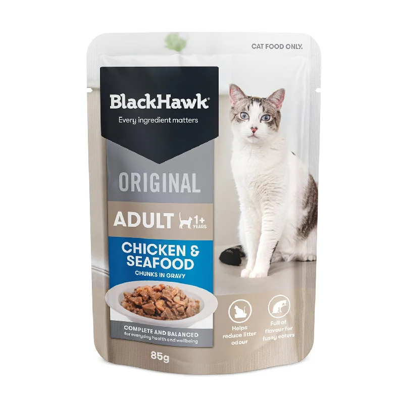 waterproof pet GPS tracker-Black Hawk Chicken & Seafood in Gravy Adult Wet Cat Food