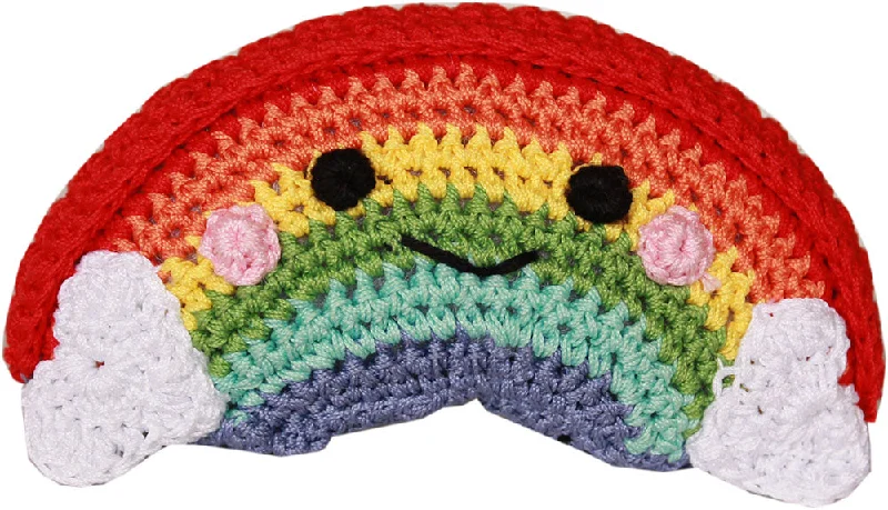 travel-friendly cat calming spray-Happy Rainbow Knit Toy