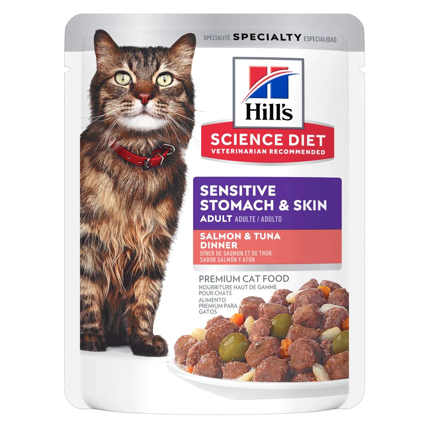 dog-friendly toothpaste-Hill's Science Diet Adult Sensitive Stomach & Skin Wet Cat Food, Salmon & Tuna (2.8 oz x 24 pouches)