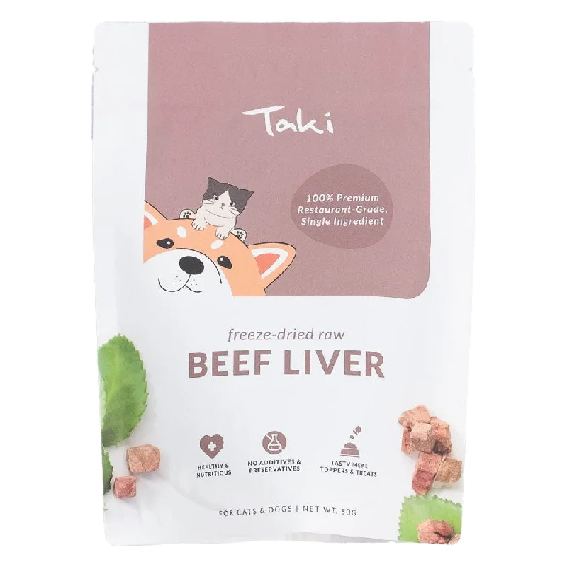 spill-proof dog food mat-Taki Beef Liver Grain-Free Freeze-Dried Treats For Cats & Dogs 50g