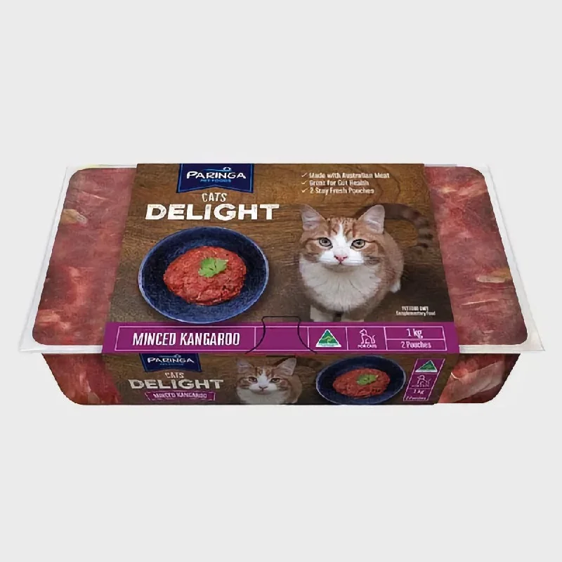 cat-friendly herbal calming diffuser-Paringa Cats Delight Minced Kangaroo Raw Frozen Cat Food 1kg