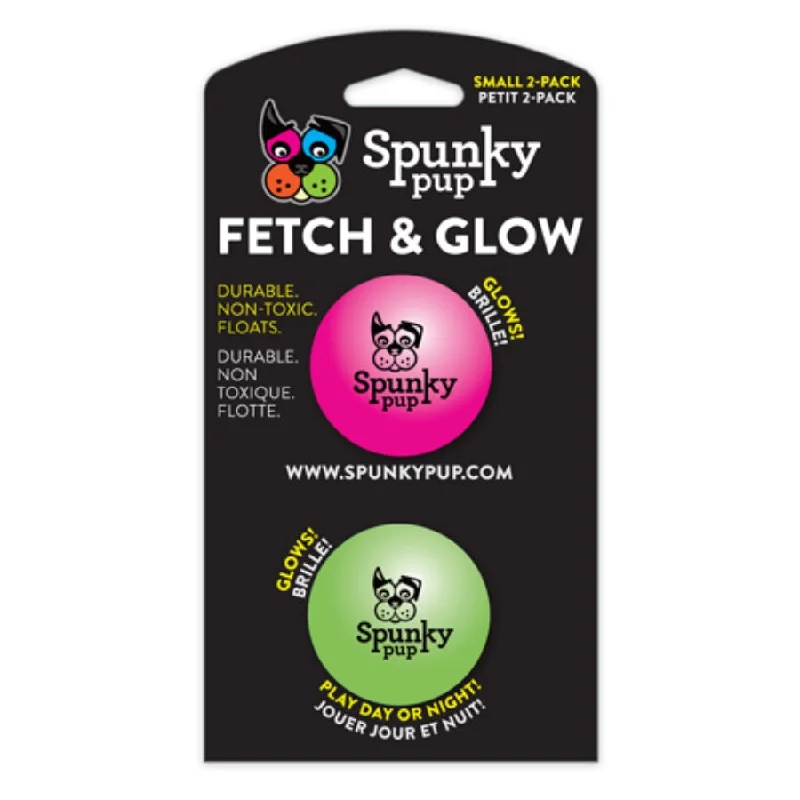 soft chew dog calming treats-Spunky Pup Fetch And Glow Ball Small Assorted Colors 2packs