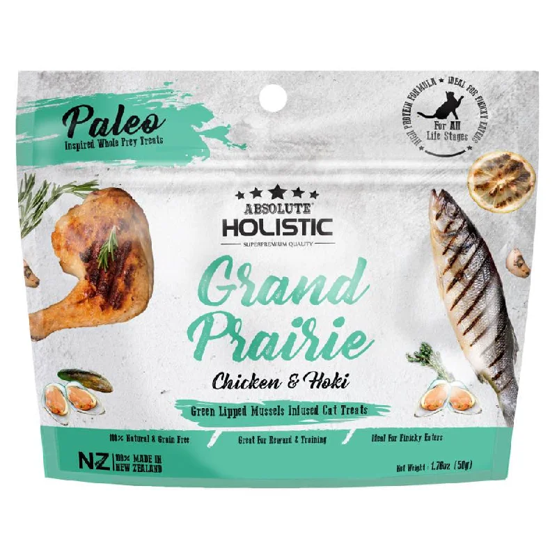 hamster climbing frame-Absolute Holistic Grand Prairie Chicken & Hoki Air Dried Grain-Free Cat Treats 50g