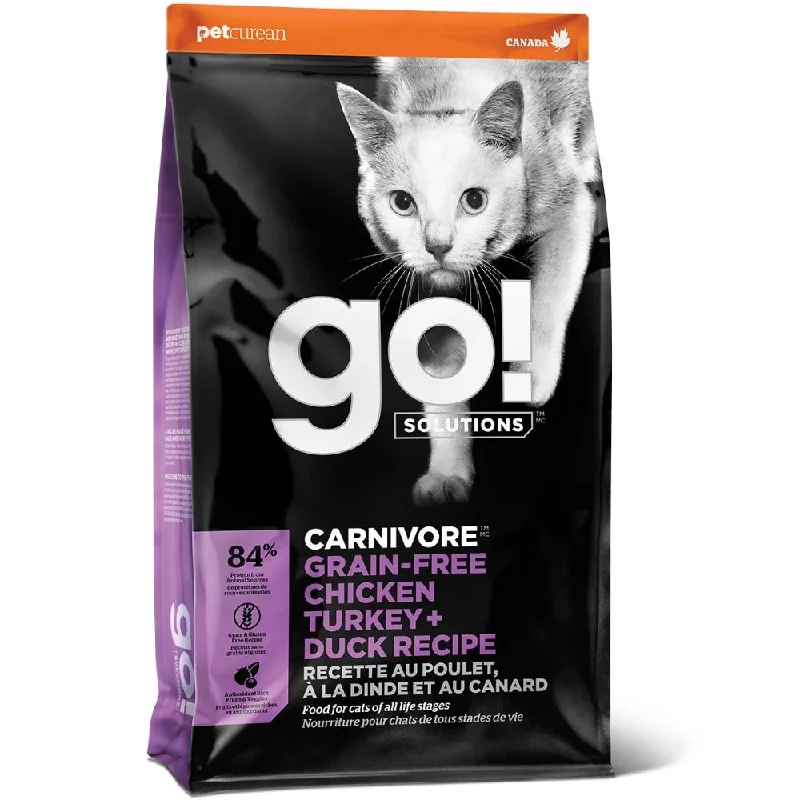 catnip-stuffed plush toy-Go! Solutions Carnivore Grain Free Chicken Turkey + Duck Recipe Dry Cat Food 3lb