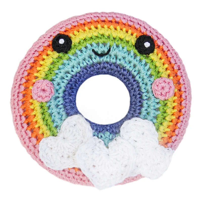 puppy crate training set-Crochet Rainbow Donut Dog Toy