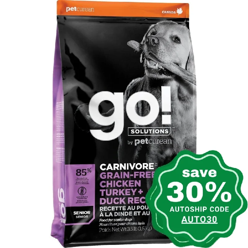 extra-large dog food bowl-GO! SOLUTIONS - CARNIVORE Dry Food for Senior Dog - Grain Free Chicken, Turkey + Duck Recipe - 22LB