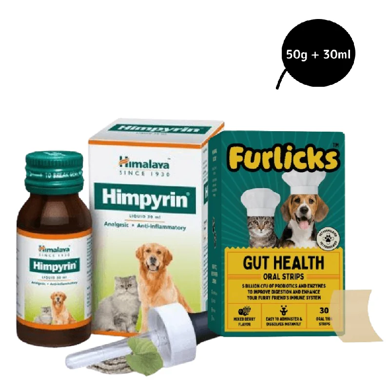 extra-durable dog rope toy-Furlicks Gut Health Supplement and Himalaya Himpyrin Anti Inflammatory & Pain Relief Drops Combo for Dogs and Cats