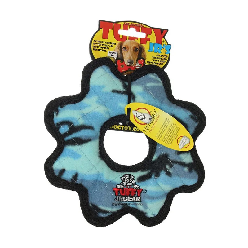 biodegradable cat litter box liner-Tuffy Jr Gear Ring Blue Camo Dog Toy