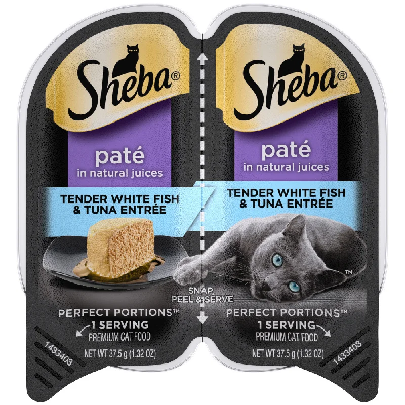 odorless eco-friendly dog wipes-Sheba Pat Tender Whitefish & Tuna Entre Perfect Portions Twin Pack Wet Cat Food