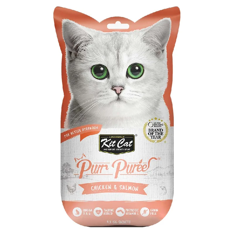 pet-safe scented litter-4 FOR $14: Kit Cat Purr Puree Chicken & Salmon Cat Treats 60g