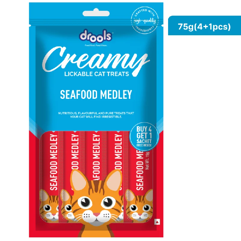 chew-resistant hamster wheel-Drools Seafood Medley Creamy Cat Treats