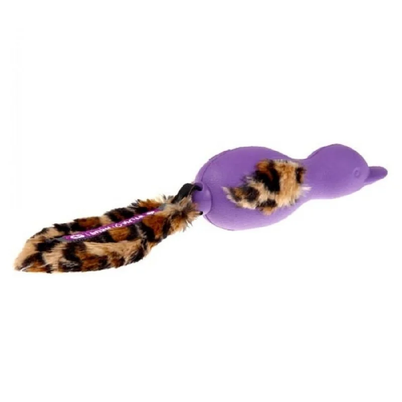 waterproof pet GPS tracker-Gigwi Plush Tail Duck Push to Mute Squeaker Purple