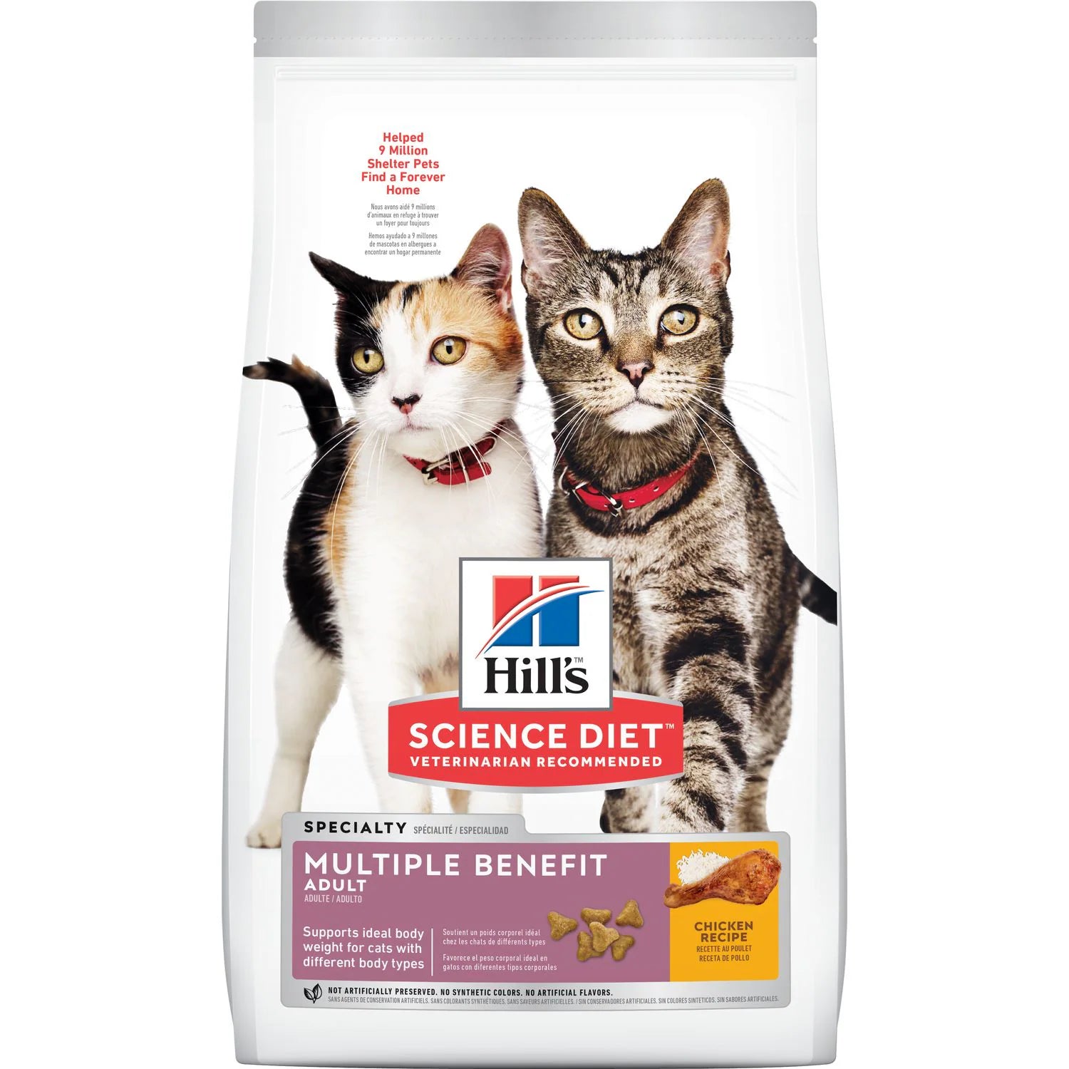 cat-safe plush heated bed-Hill's Science Diet Adult Multiple Benefit Chicken Recipe Dry Cat Food