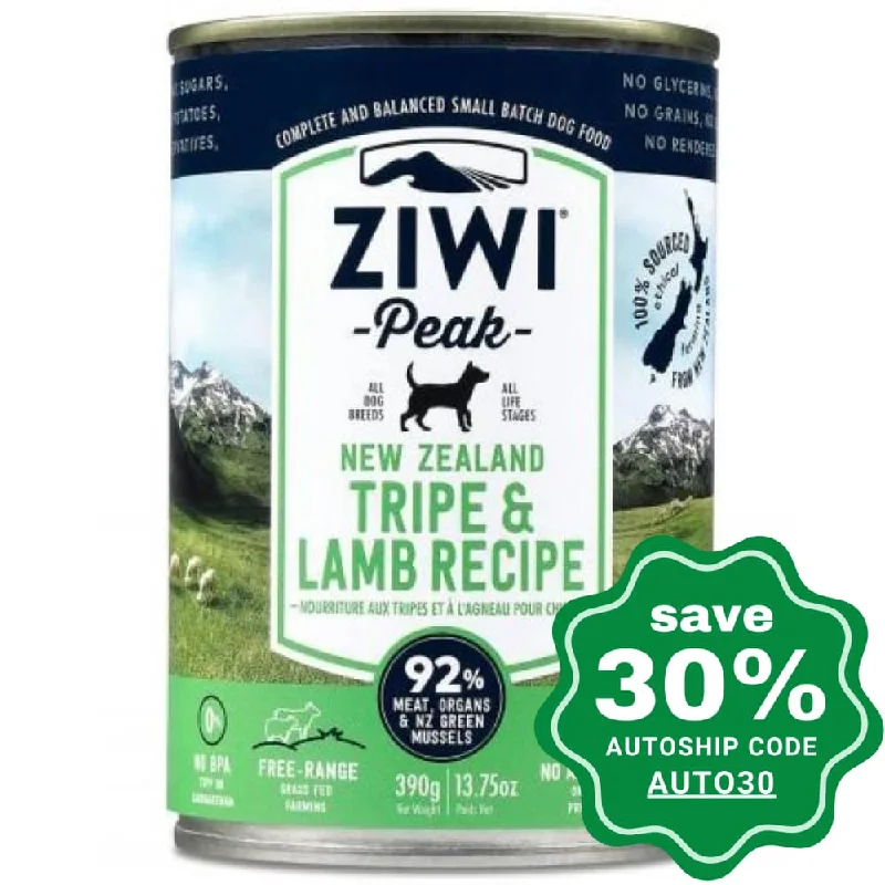 eco-friendly dog chew toy-Ziwipeak - Moist TRIPE & LAMB Recipe Canned Dog Food - 390G (min. 12 cans)