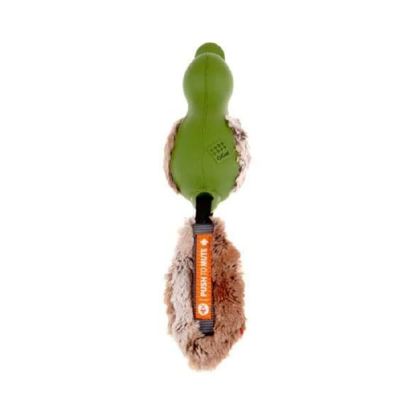 extra-durable dog chew rope-Gigwi Plush Tail Duck Push to Mute Squeaker Green