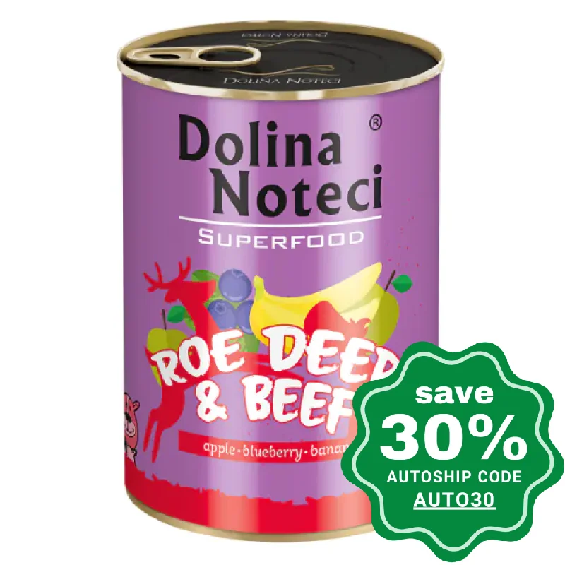 chew-proof bird ladder toy-Dolina Noteci - Superfood Wet Dog Food - Roe Deer & Beef - 400G (Min. 6 Cans)