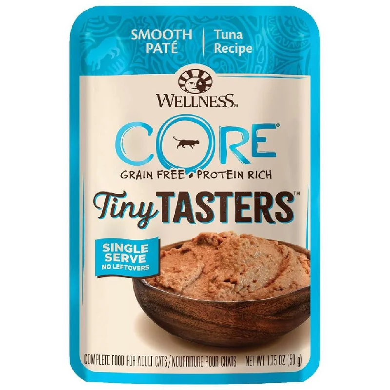 chew-proof dog toy for aggressive chewers-Wellness CORE Tiny Tasters Grain-Free Smooth Pate Tuna Wet Food for Cats (1.75 oz x 12 pouches)