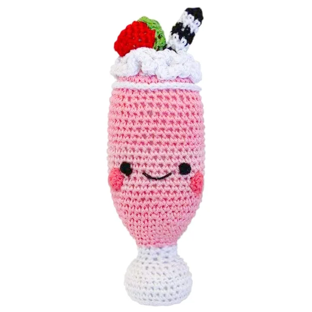 weather-resistant bird feeder-Crochet Strawberry Milkshake Dog Toy