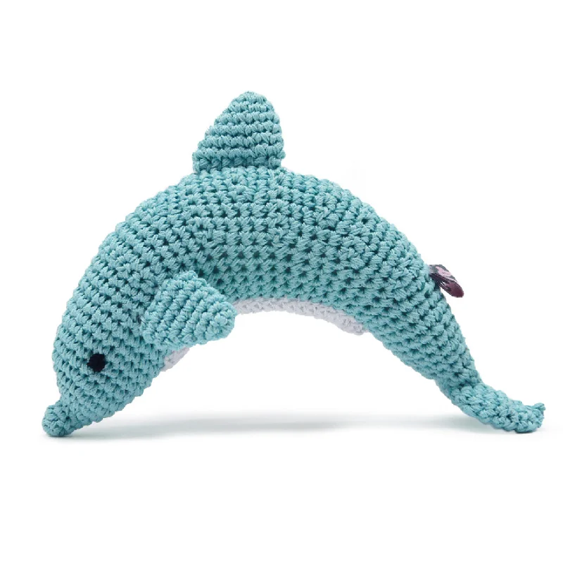 soft chew dog calming treats-Dolphin Knit Squeaker Toy