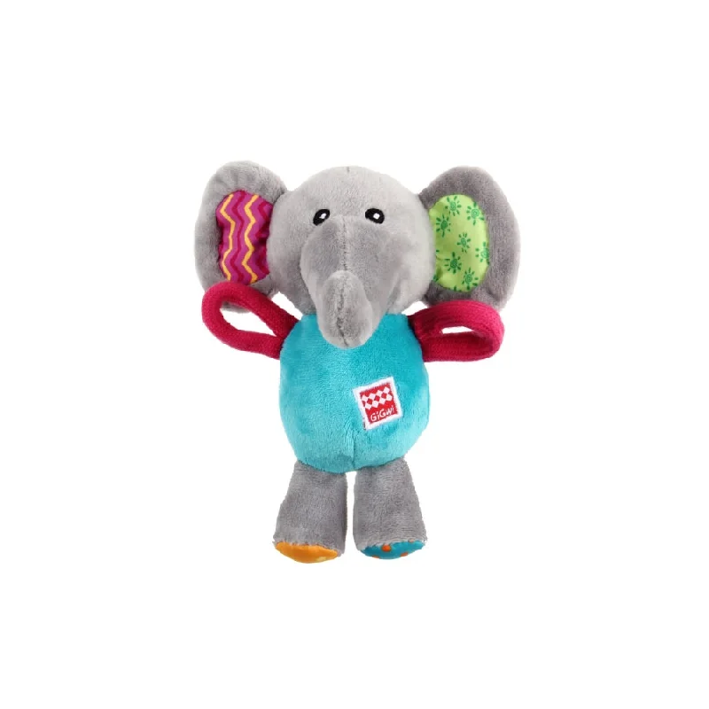 motion-activated pet toy-Gigwi Plush Friends Multi Colour Elephant Squeaker